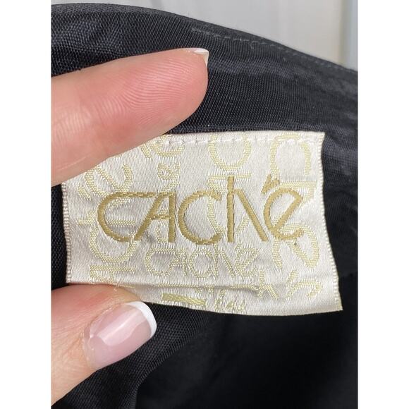 Vintage Cache Black Dress Maxi Gown 90s Y2k Strapless Black White Size 12 USA - Picture 8 of 10